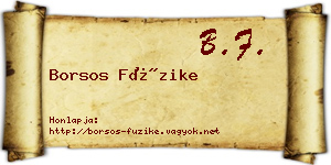 Borsos Füzike névjegykártya